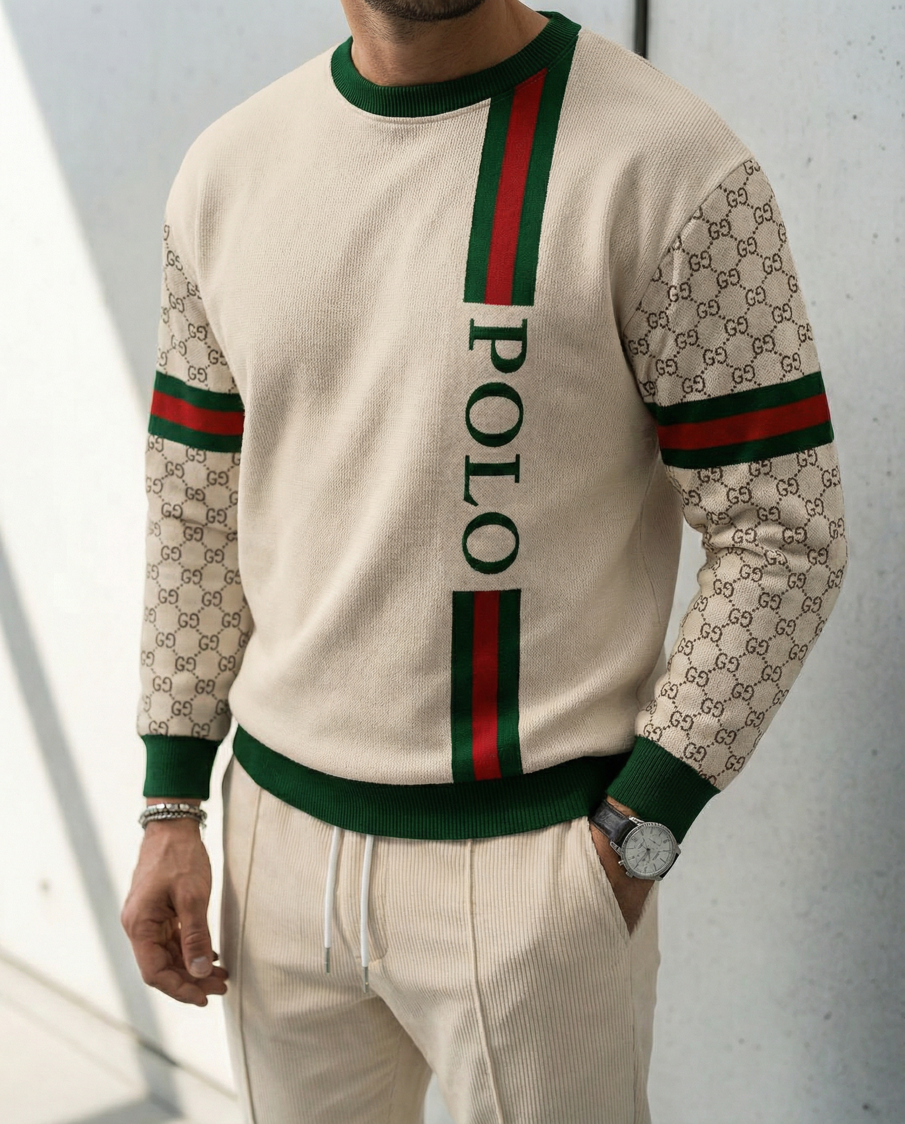 (BUY 1 GET 2) tracksuit with crew neck and color blocking.